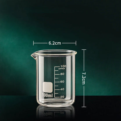 Copo medidor de vidro borossilicato de alta qualidade, com capacidade de 50/100/150/250/500/1000 ml, transparente, com escala de medição. Ideal para laboratório, cozinha e confeitaria.