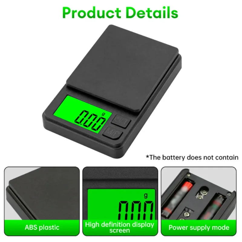 Balança de bolso de precisão 1000g x 0,1g - Balança digital para gramas, alimentos, joias, onças/grãos com visor LCD retroiluminado - Mini balança para viagens