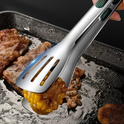 Pinça de aço inoxidável antiderrapante. Perfeita para churrasco, grelha e buffet.