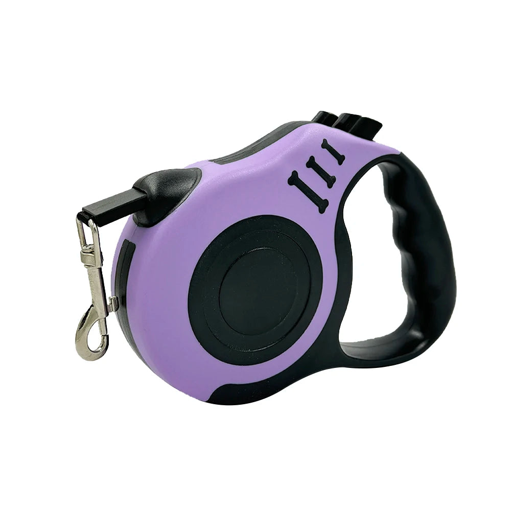 Guia retrátil automática de 3m e 5m para cães e gatos de pequeno porte, em nylon resistente, ideal para passeios, caminhadas e viagens ao ar livre.