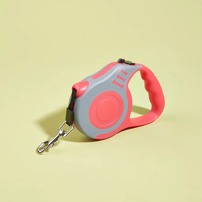 Guia retrátil automática de 3m e 5m para cães e gatos de pequeno porte, em nylon resistente, ideal para passeios, caminhadas e viagens ao ar livre.