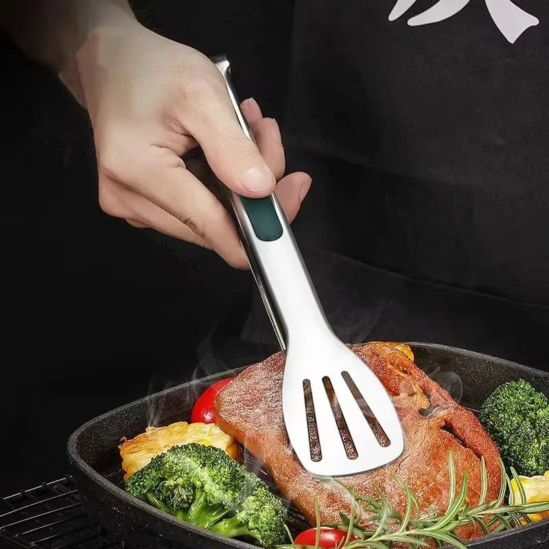 Pinça de aço inoxidável antiderrapante. Perfeita para churrasco, grelha e buffet.