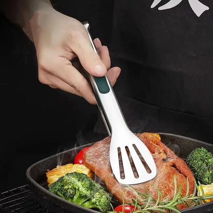 Pinça de aço inoxidável antiderrapante. Perfeita para churrasco, grelha e buffet.