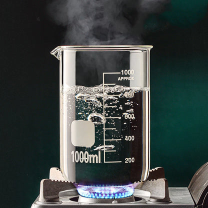 Copo medidor de vidro borossilicato de alta qualidade, com capacidade de 50/100/150/250/500/1000 ml, transparente, com escala de medição. Ideal para laboratório, cozinha e confeitaria.