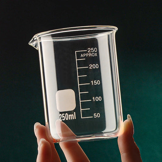 Copo medidor de vidro borossilicato de alta qualidade, com capacidade de 50/100/150/250/500/1000 ml, transparente, com escala de medição. Ideal para laboratório, cozinha e confeitaria.