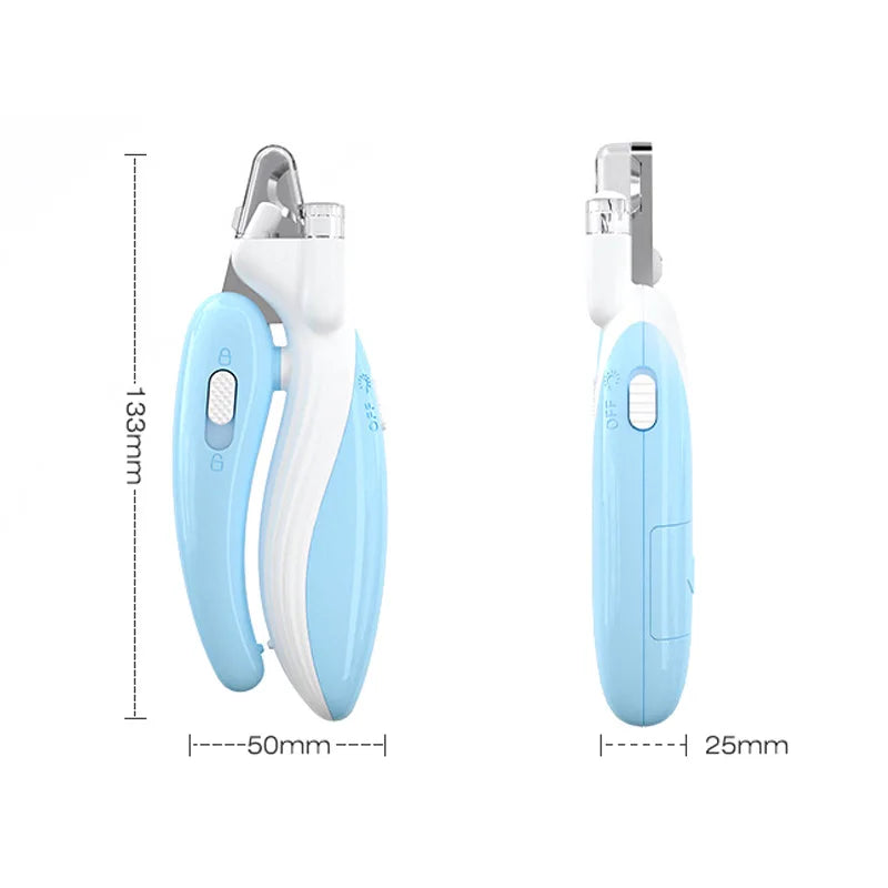 Cortador de unhas profissional para animais de estimação com luz LED, tesoura para aparar unhas de cães, gatos e pequenos animais.