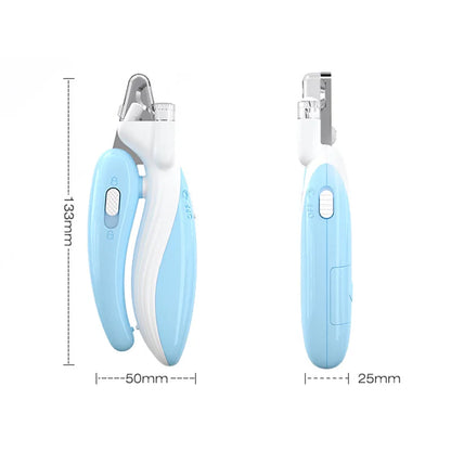 Cortador de unhas profissional para animais de estimação com luz LED, tesoura para aparar unhas de cães, gatos e pequenos animais.
