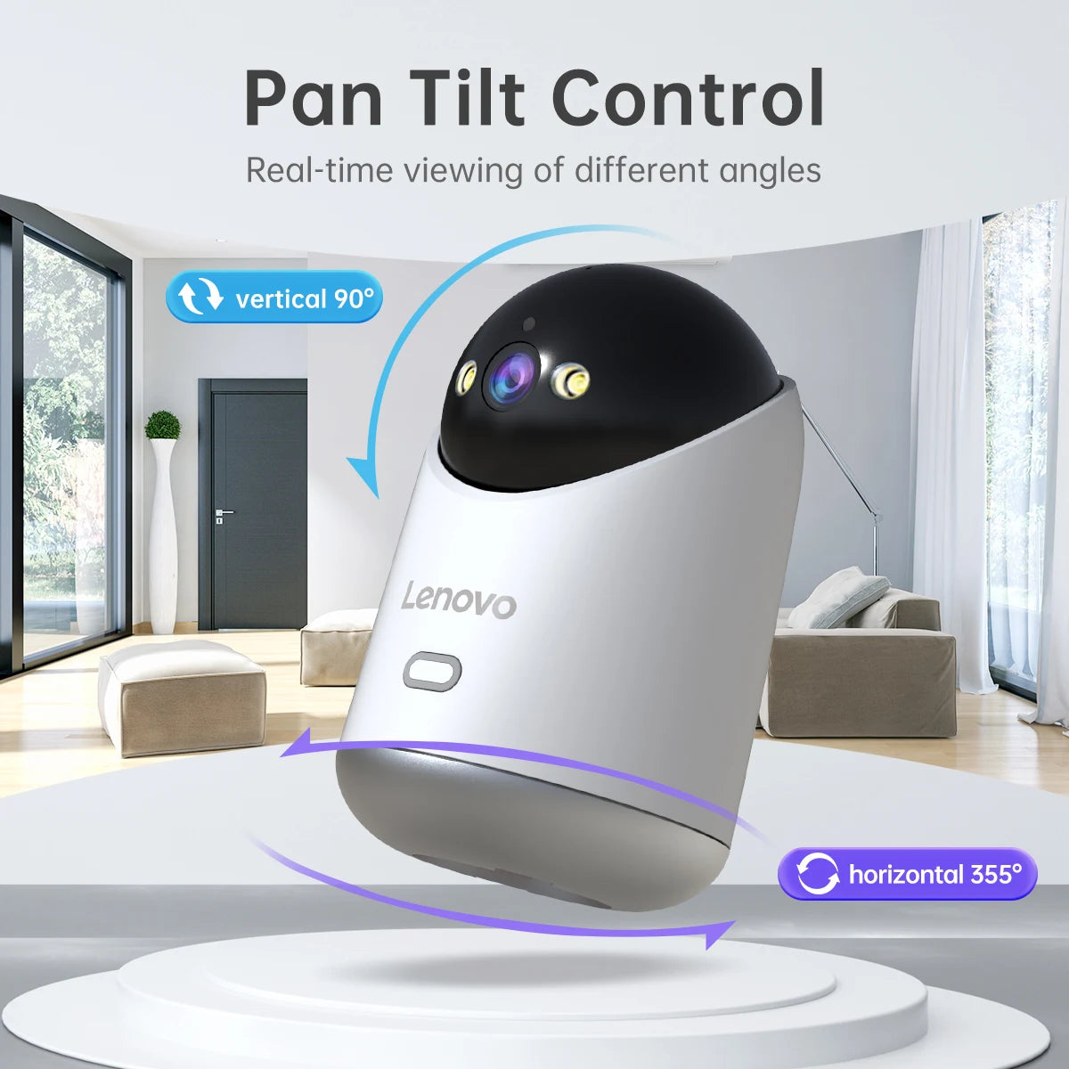 Câmera IP Lenovo 5MP WiFi para Casa Inteligente, Câmera IP Colorida para Ambientes Internos, Visão Noturna, Rastreamento Automático, Segurança, CFTV, Monitoramento de Bebês