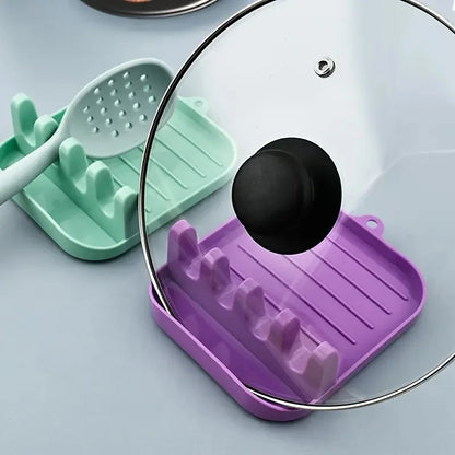 Organizador multifuncional para descanso de colheres, mantém as bancadas organizadas, acomoda utensílios de cozinha e tampas de panelas para casa ou restaurante.