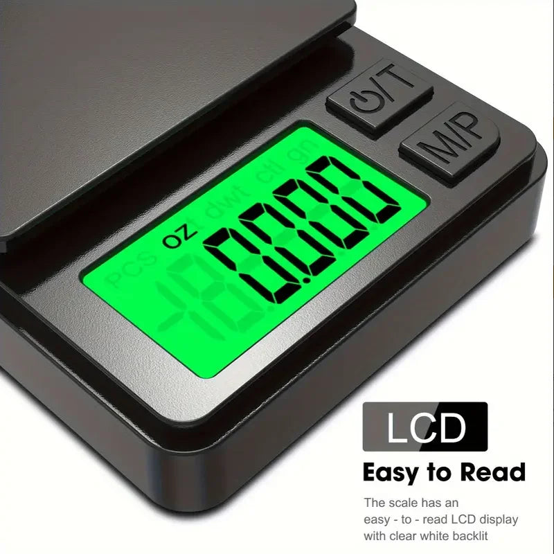 Balança de bolso de precisão 1000g x 0,1g - Balança digital para gramas, alimentos, joias, onças/grãos com visor LCD retroiluminado - Mini balança para viagens