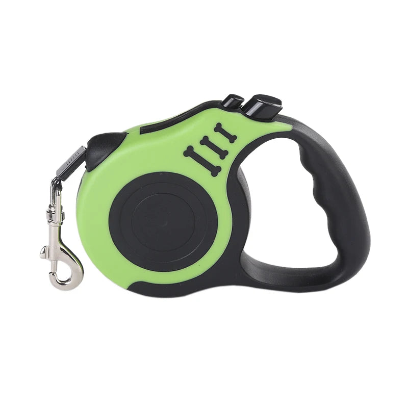 Guia retrátil automática de 3m e 5m para cães e gatos de pequeno porte, em nylon resistente, ideal para passeios, caminhadas e viagens ao ar livre.