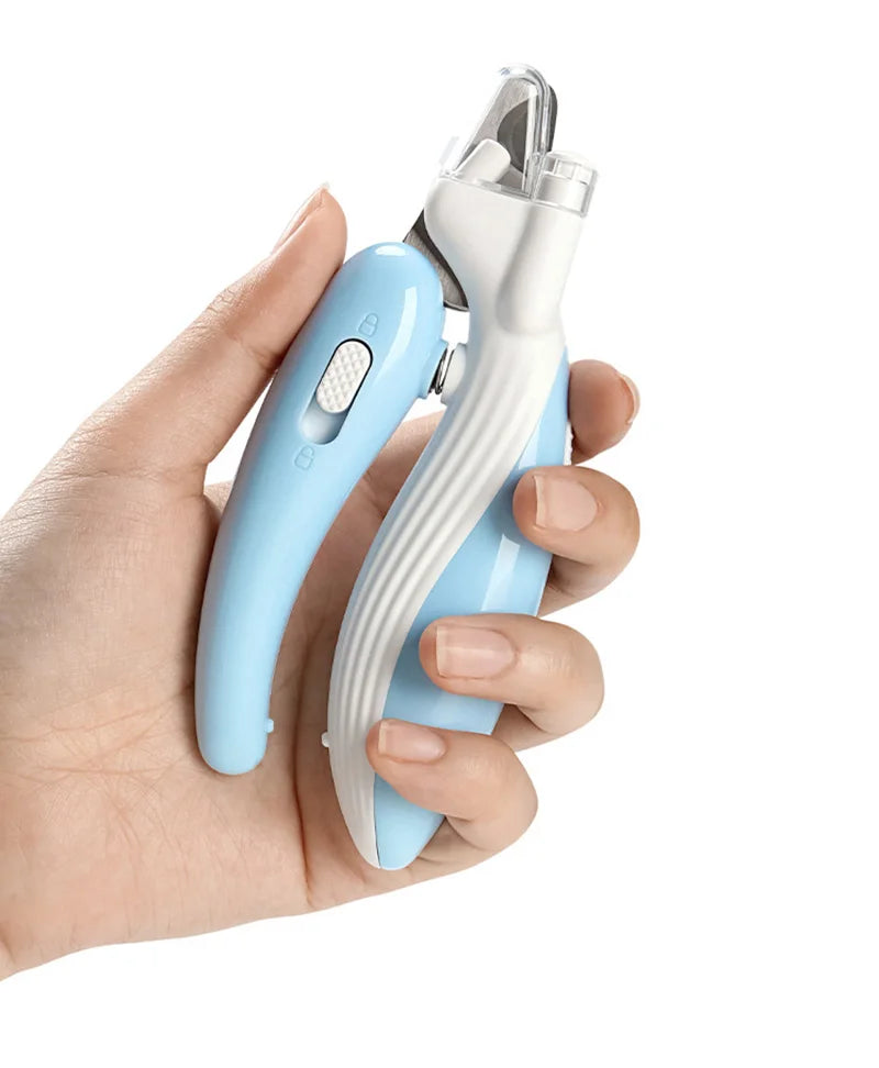Cortador de unhas profissional para animais de estimação com luz LED, tesoura para aparar unhas de cães, gatos e pequenos animais.