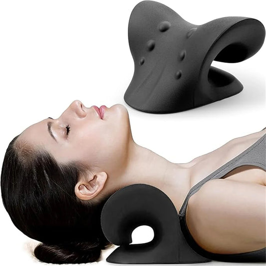 Almofada em formato de C para relaxamento do pescoço e ombros, dispositivo de tração cervical para alívio da dor na ATM e alinhamento da coluna cervical, quiropraxia.