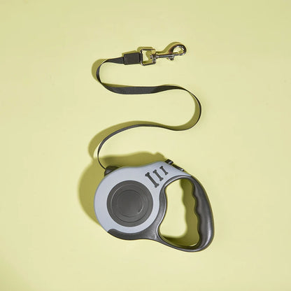 Guia retrátil automática de 3m e 5m para cães e gatos de pequeno porte, em nylon resistente, ideal para passeios, caminhadas e viagens ao ar livre.