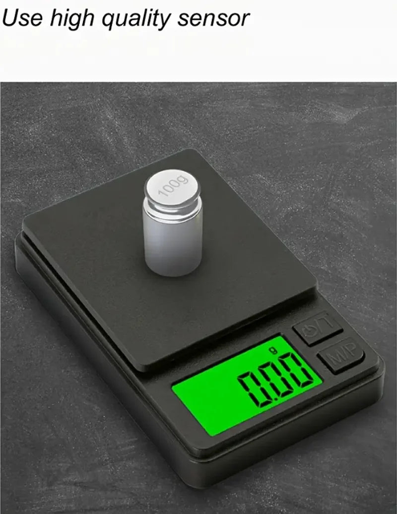 Balança de bolso de precisão 1000g x 0,1g - Balança digital para gramas, alimentos, joias, onças/grãos com visor LCD retroiluminado - Mini balança para viagens