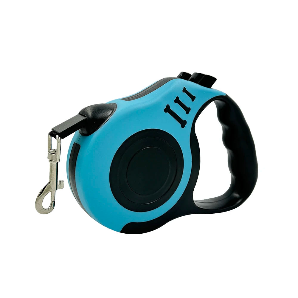 Guia retrátil automática de 3m e 5m para cães e gatos de pequeno porte, em nylon resistente, ideal para passeios, caminhadas e viagens ao ar livre.