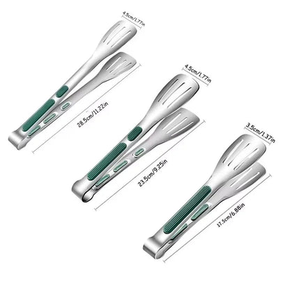 Pinça de aço inoxidável antiderrapante. Perfeita para churrasco, grelha e buffet.