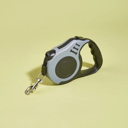 Guia retrátil automática de 3m e 5m para cães e gatos de pequeno porte, em nylon resistente, ideal para passeios, caminhadas e viagens ao ar livre.
