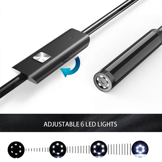 Câmera Endoscópica USB/Type-C – Inspeção HD com LED e À Prova D'água IP67