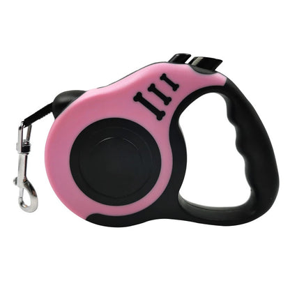 Guia retrátil automática de 3m e 5m para cães e gatos de pequeno porte, em nylon resistente, ideal para passeios, caminhadas e viagens ao ar livre.