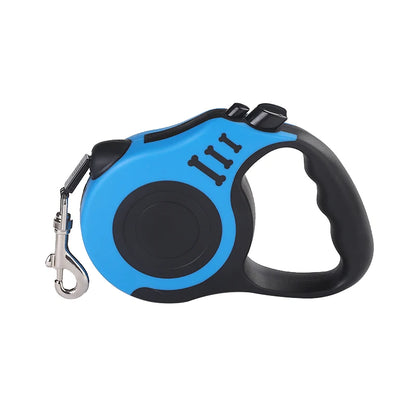 Guia retrátil automática de 3m e 5m para cães e gatos de pequeno porte, em nylon resistente, ideal para passeios, caminhadas e viagens ao ar livre.