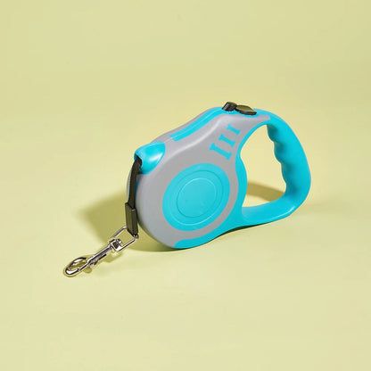 Guia retrátil automática de 3m e 5m para cães e gatos de pequeno porte, em nylon resistente, ideal para passeios, caminhadas e viagens ao ar livre.