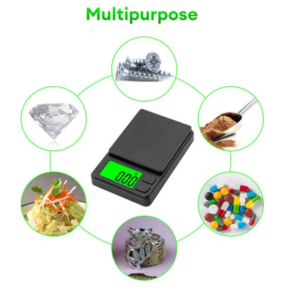 Balança de bolso de precisão 1000g x 0,1g - Balança digital para gramas, alimentos, joias, onças/grãos com visor LCD retroiluminado - Mini balança para viagens
