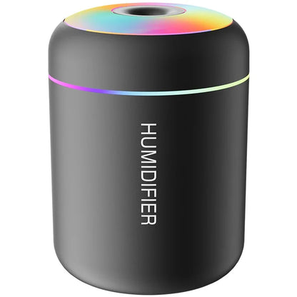 Umidificador de ar mini USB de 180 ml com difusor de aromas elétrico, purificador de óleos essenciais, gerador de névoa para aromaterapia com luzes, ideal para carro, casa e quarto.