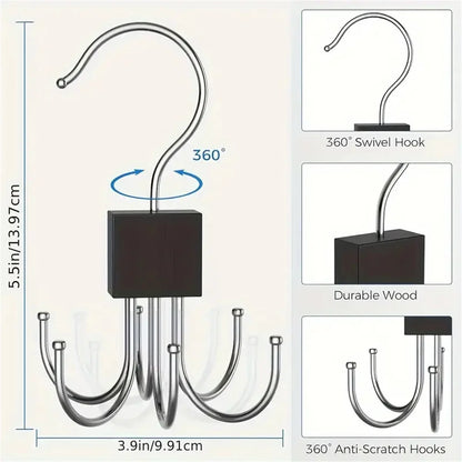 Cabide  Com 5 ganchos, giratório 360° , suporte de metal para cintos, organizador  para sutiãs e gravatas, acessórios para armário doméstico