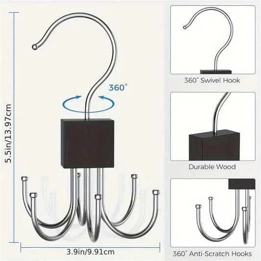 Cabide  Com 5 ganchos, giratório 360° , suporte de metal para cintos, organizador  para sutiãs e gravatas, acessórios para armário doméstico