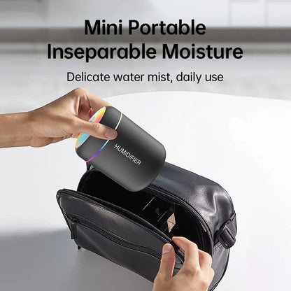 Umidificador de ar mini USB de 180 ml com difusor de aromas elétrico, purificador de óleos essenciais, gerador de névoa para aromaterapia com luzes, ideal para carro, casa e quarto.