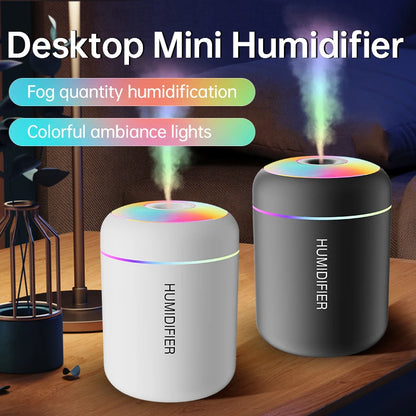 Umidificador de ar mini USB de 180 ml com difusor de aromas elétrico, purificador de óleos essenciais, gerador de névoa para aromaterapia com luzes, ideal para carro, casa e quarto.