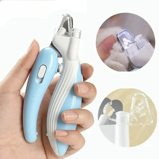 Cortador de unhas profissional para animais de estimação com luz LED, tesoura para aparar unhas de cães, gatos e pequenos animais.