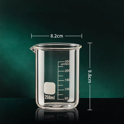 Copo medidor de vidro borossilicato de alta qualidade, com capacidade de 50/100/150/250/500/1000 ml, transparente, com escala de medição. Ideal para laboratório, cozinha e confeitaria.