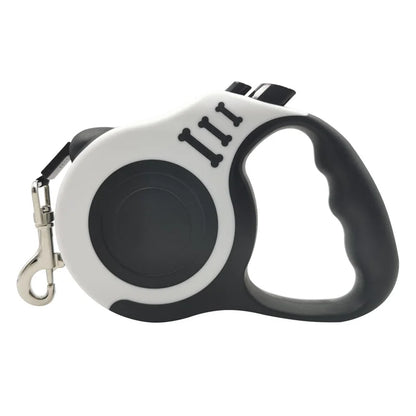 Guia retrátil automática de 3m e 5m para cães e gatos de pequeno porte, em nylon resistente, ideal para passeios, caminhadas e viagens ao ar livre.