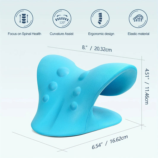 Almofada em formato de C para relaxamento do pescoço e ombros, dispositivo de tração cervical para alívio da dor na ATM e alinhamento da coluna cervical, quiropraxia.