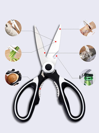 Tesoura multifuncional de cozinha, tesoura para cortar peixe, legumes, assar, grelhar e desossar, tesoura de aço inoxidável.