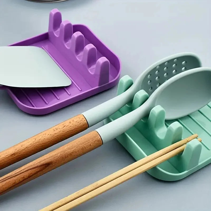 Organizador multifuncional para descanso de colheres, mantém as bancadas organizadas, acomoda utensílios de cozinha e tampas de panelas para casa ou restaurante.
